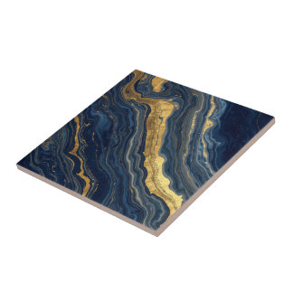 Navy & Gold Natural Marble – Luxury Ceramic Tile Tegeltje