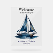 Navy Gold Nautical Boat Gold Wedding Welcome Sign (Recto)