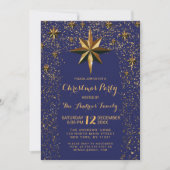 Navy Gold North Star Glitter Confetti kerst Kaart (Voorkant)