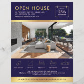Navy & Gold Open Huis Te Koop Flyer Met Foto'S (Voorkant)