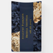 Navy Gold Painted Peony Wedding Spandoek (Verticaal)