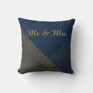 Navy Gold Pattern Monogram CUSHION RING PILLOW Kussen