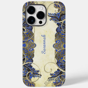 Navy Gold  Peacock Paisley iPhone 4 Case
