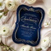 Navy Gold Quinceañera Kaart