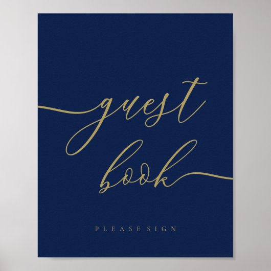 Navy gold Signature Wedding Guest Poster (Voorkant)