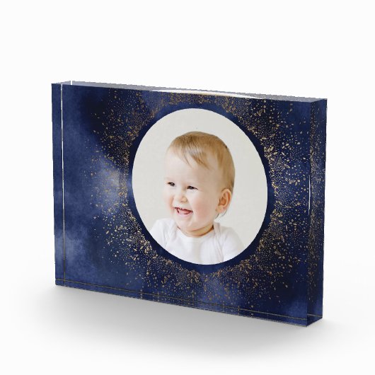 Navy Gold Snowflake kerstfeestdag fotoblok (Rechts)