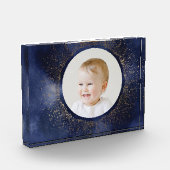 Navy Gold Snowflake kerstfeestdag fotoblok (Links)