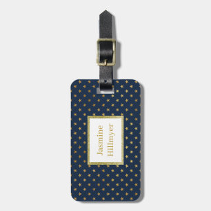 Navy Gold Star GLITTER CUSTOM BAGAGELABEL