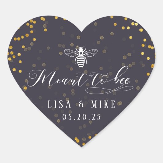 Navy Gold Stippen bedoeld om honing bruiloft gunst Hart Sticker (Voorkant)