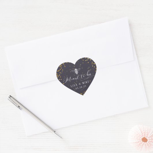Navy Gold Stippen bedoeld om honing bruiloft gunst Hart Sticker (Envelop)