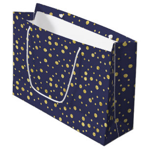 Navy Gold Stippen Elegante Party Gift Bag Groot Cadeauzakje