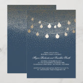 Navy Gold String Lights repetitie diner Kaart (Voorkant / Achterkant)