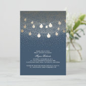 Navy Gold String Lights  Vrijgezellenfeest Kaart (Staand voorkant)
