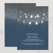 Navy Gold String Lights  Vrijgezellenfeest Kaart (Voorkant / Achterkant)