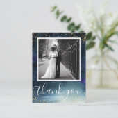 Navy Gold trouwfoto dank u Briefkaart (Staand voorkant)