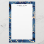 Navy Gold Waves Kust Luxe Stationery Briefpapier (Voorkant)