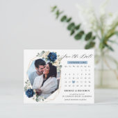 Navy Gold White Ivory Geometric Save the date Briefkaart (Staand voorkant)