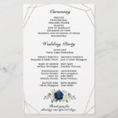 Navy Gold White Ivory Geometric Wedding Programme (Achterkant)