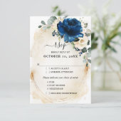 Navy Gold Witte Champagne Ivoor Rozen RSVP (Staand voorkant)