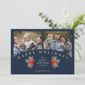 Navy Golden Effect Elegant 2 Photos Christmas (Staand voorkant)