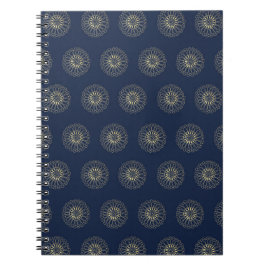Navy | Golden Zinnia Flower Medallions Notitieboek