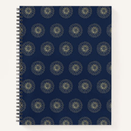 Navy | Golden Zinnia Flower Medallions Notitieboek