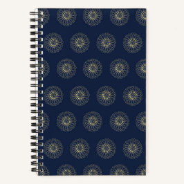 Navy | Golden Zinnia Flower Medallions Notitieboek