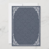 Navy Gothic Victoriaans Damask Save the Dates Date (Achterkant)