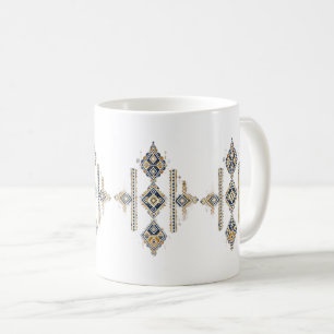 Navy & Goud Abstracte Symmetrie Design KOFFIE MOK