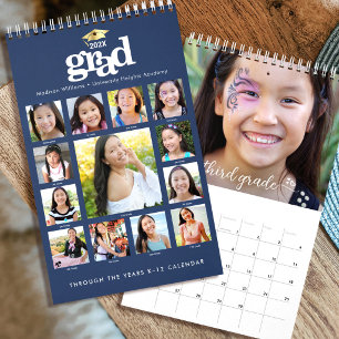 Navy Goud Afstudeer K–12 Fotosamenstelling 15 Maan Kalender