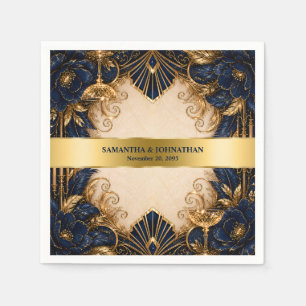 Navy goud art deco gatsby bruiloft diner servet