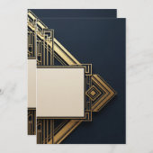 Navy & Goud Art-Deco Kaart (Voorkant / Achterkant)