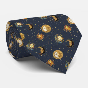 Navy Goud Astrologie Symbolen Kosmisch Stropdas
