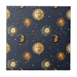 Navy Goud Astrologie Symbolen Kosmisch Tegeltje