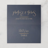 Navy & Goud Fluwelen Luxe Trouwscript Botanisch (Buitenkant ongevouwen)