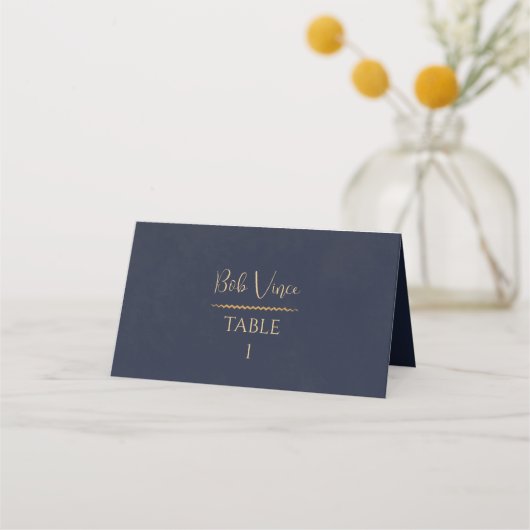 Navy & Goud Fluwelen Luxe Trouwscript Botanisch (Voorkant)