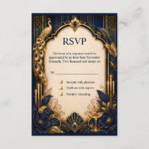 Navy goud gatsby pauw RSVP trouw luxe