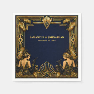 Navy goud Gatsby roaring twenties flapper bruiloft Servet