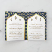 Navy Goud Islamitisch Patroon QR Code Moslim Bruil (Binnen)