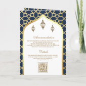 Navy Goud Islamitisch Patroon QR Code Moslim Bruil (Achterkant)
