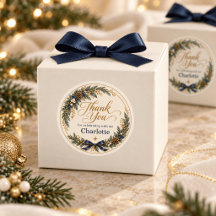 Navy Goud Kerst Verjaardag Bedankt Sticker