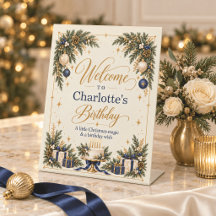 Navy Goud Kerst Verjaardag Tafelmodel Welkomstbord