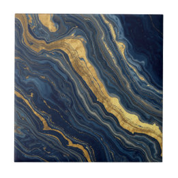 Navy & Goud Natuurlijk Marmer – Luxe Keramische Te Tegeltje