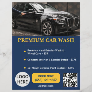 Navy Goud Premium Autowas Autodienst Elegant Flyer
