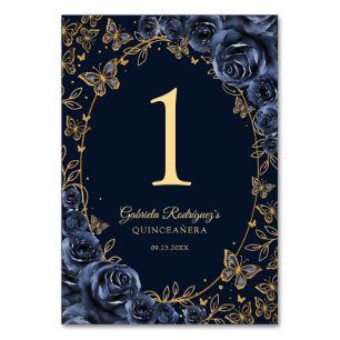 Navy Goud Quinceanera Kaart
