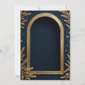 Navy Gouden Boog Kerst Foto Kaart