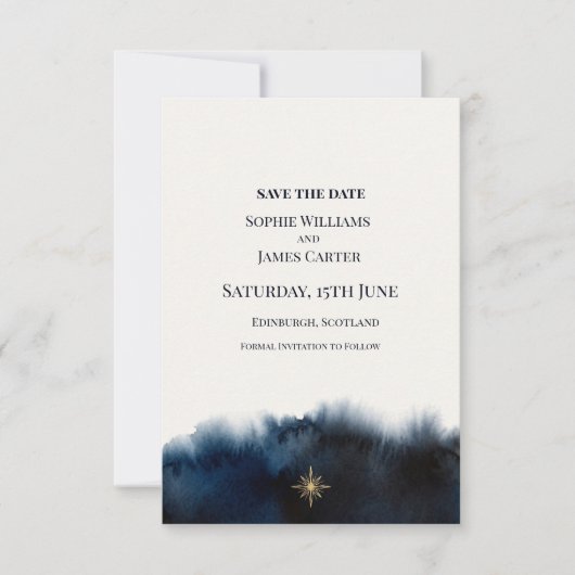 Navy Gouden Bruiloft Save The Date (Voorkant)