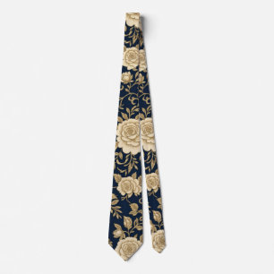 Navy Gouden Roos Stropdas