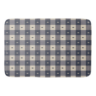 Navy Gray Checkerboard Diamond Pattern Badmat