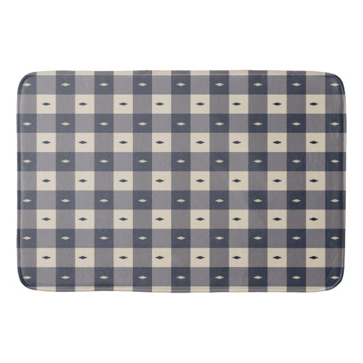 Navy Gray Checkerboard Diamond Pattern Badmat (Voorkant)